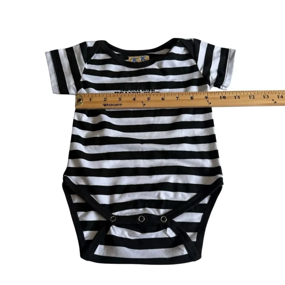 NWT Vintage Alcatraz Health Club Swim For Your Life Striped Baby Onesie & Bib S